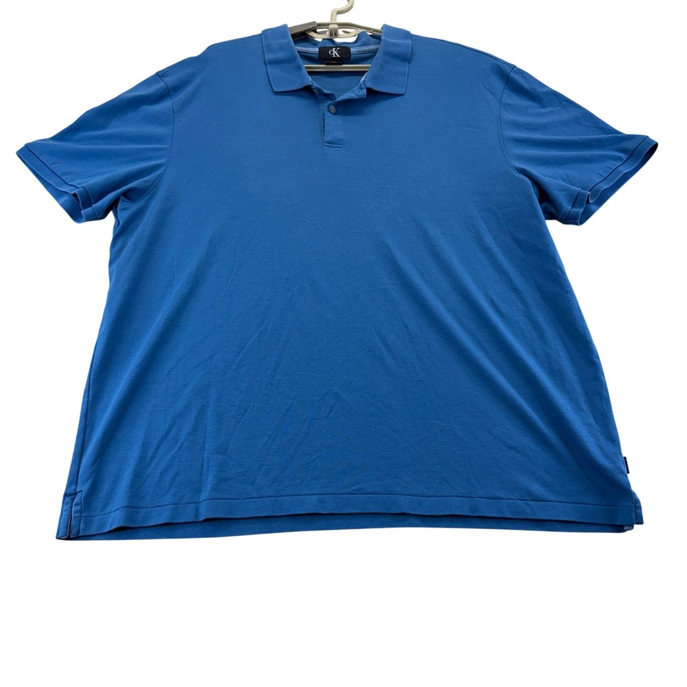 Calvin Klein Polo Shirt Mens XXL Blue Short Sleeve Cotton Classic Casual Top